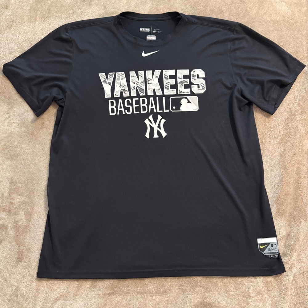 Nike New York Yankees MLB Authentic Collection Dri-FIT Shirt Mens XL Black